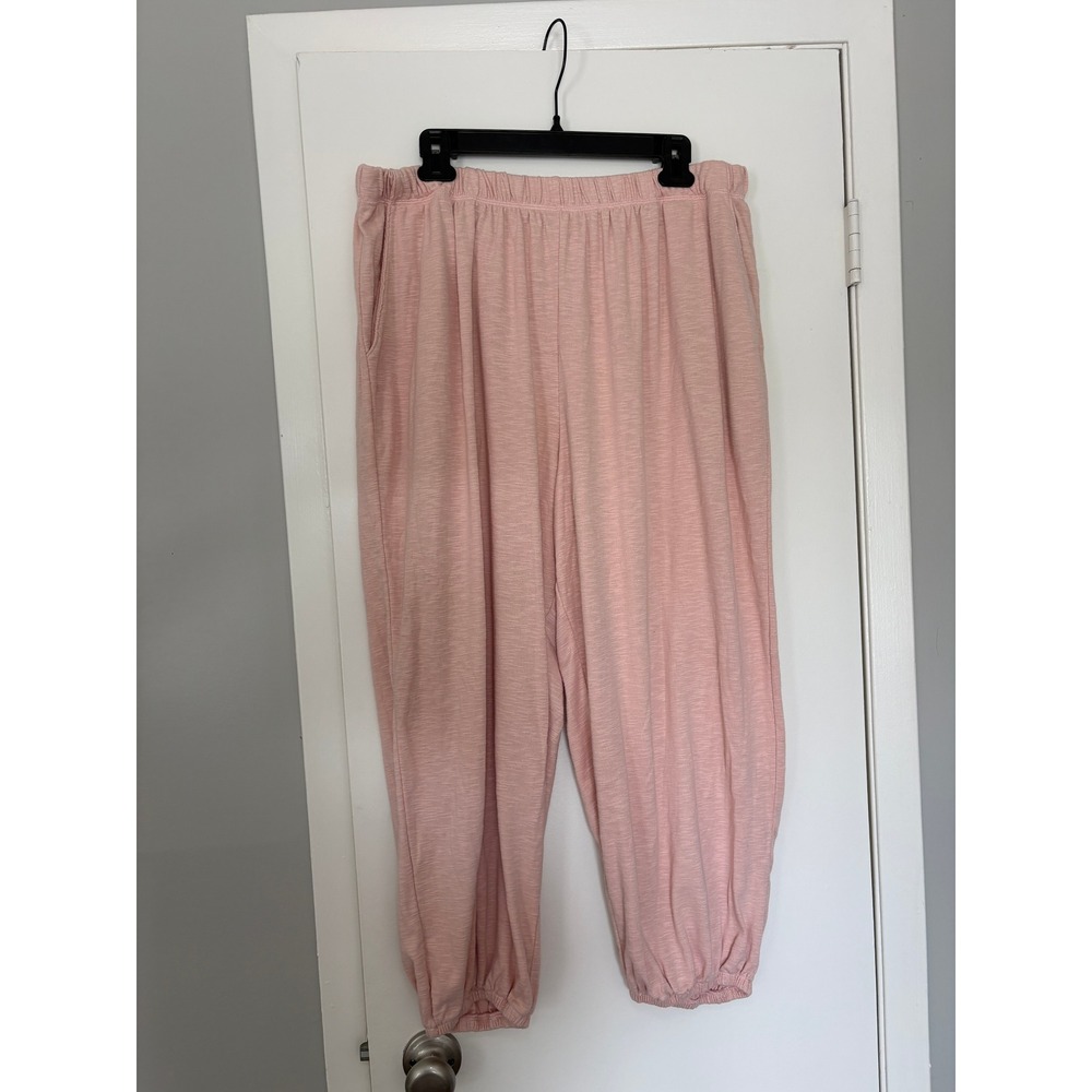Aerie Jogger Pants XL Pink Slub Knit Elastic Waist Lounge Sleepwear Pockets